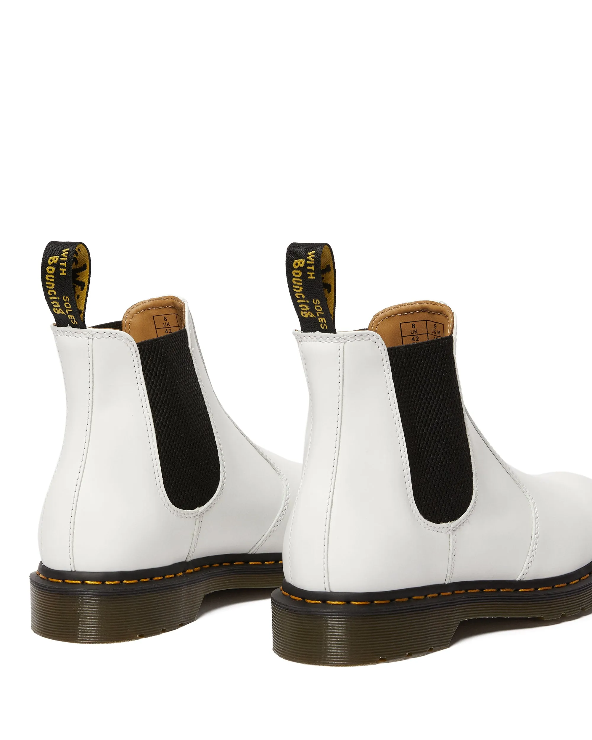 2976 WHITE YELLOW STITCH SMOOTH CHELSEA BOOT