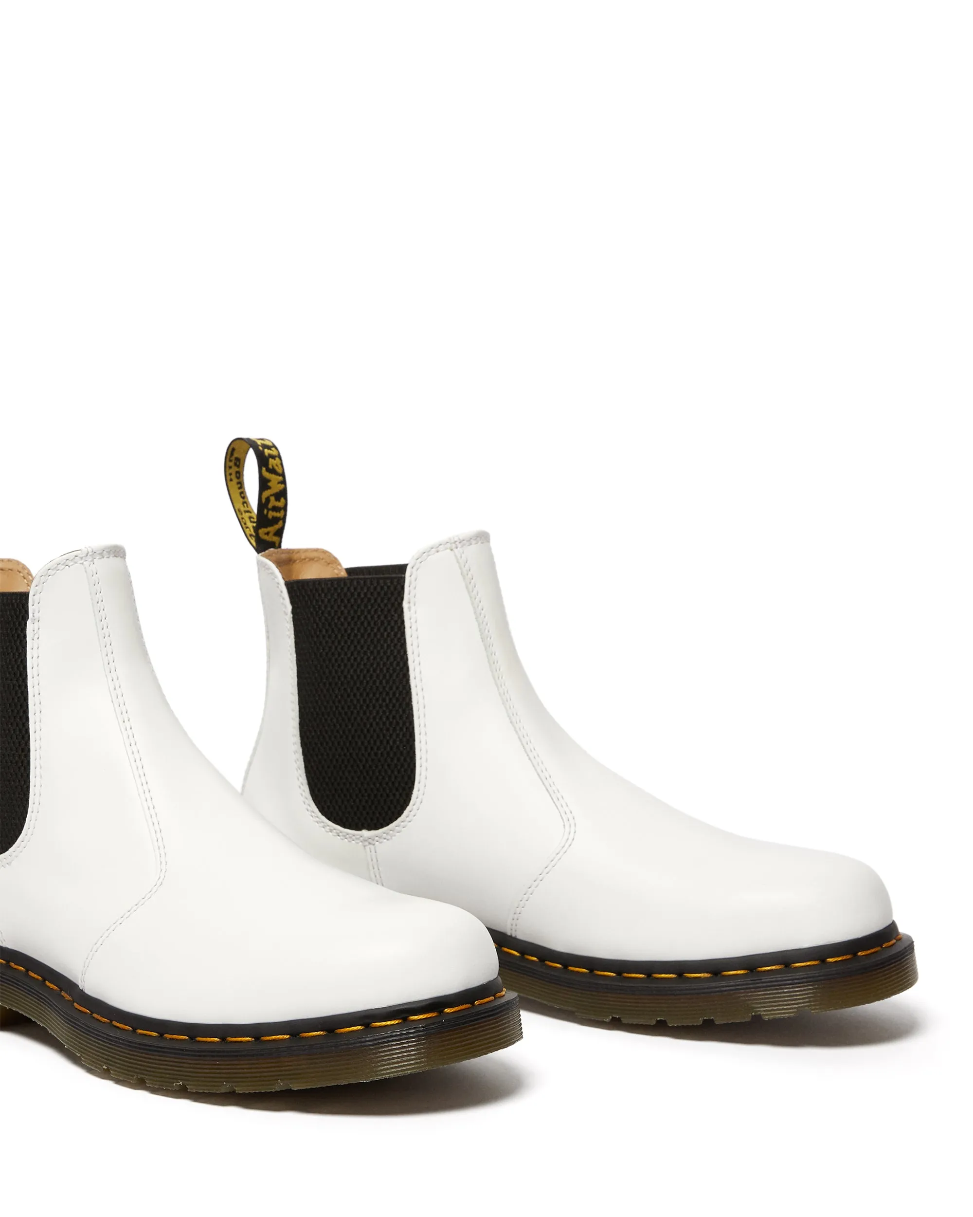 2976 WHITE YELLOW STITCH SMOOTH CHELSEA BOOT