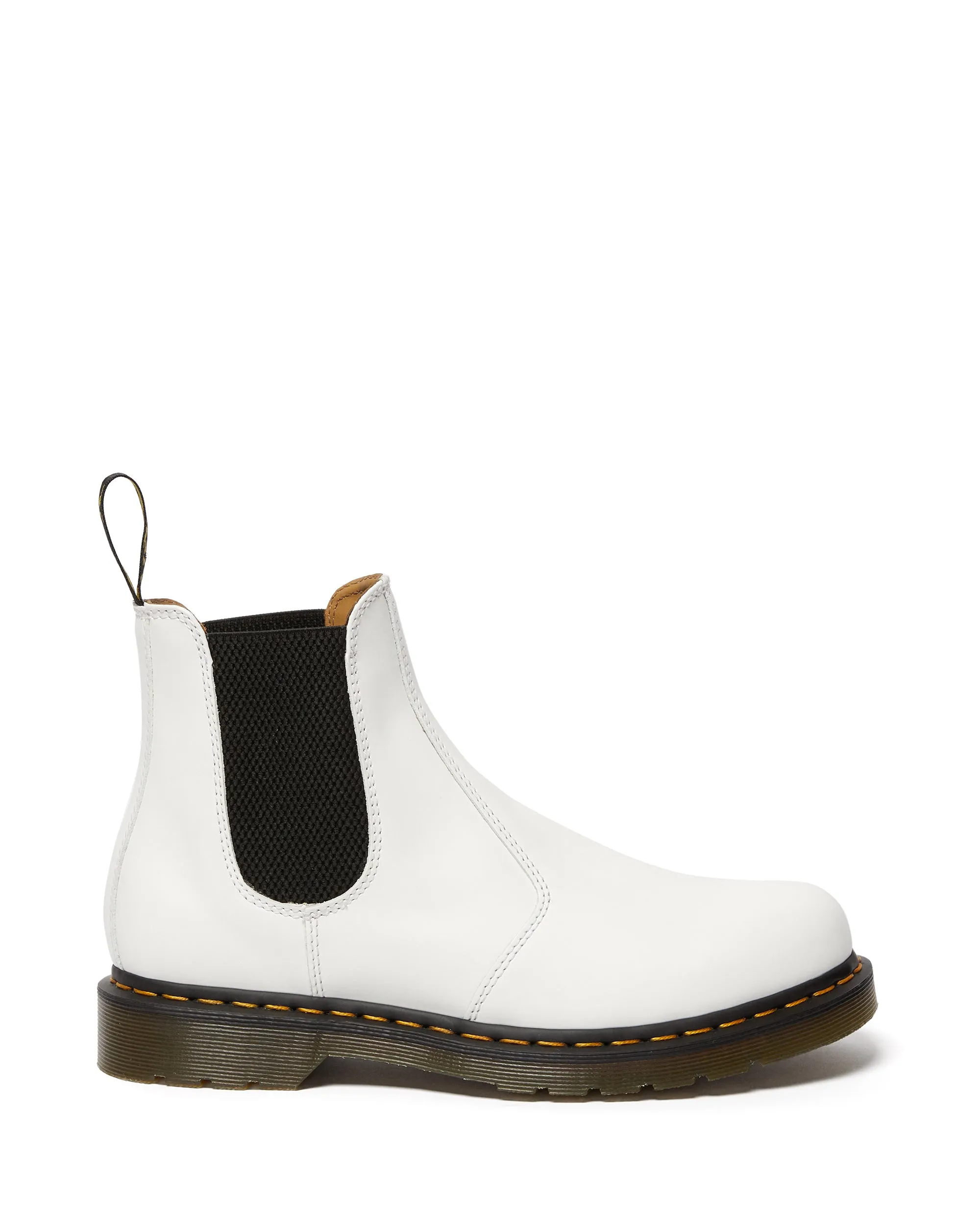 2976 WHITE YELLOW STITCH SMOOTH CHELSEA BOOT