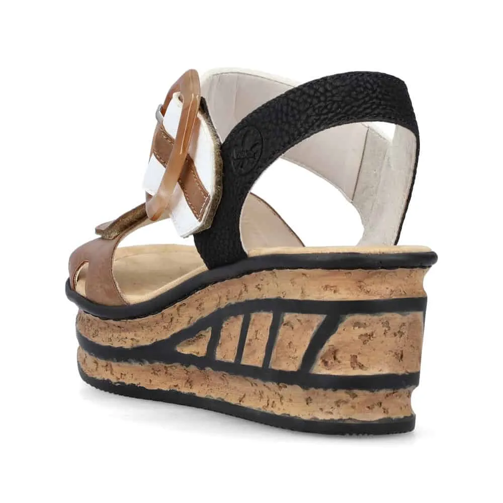 68176-64 Black/White Multi Cork Wedge