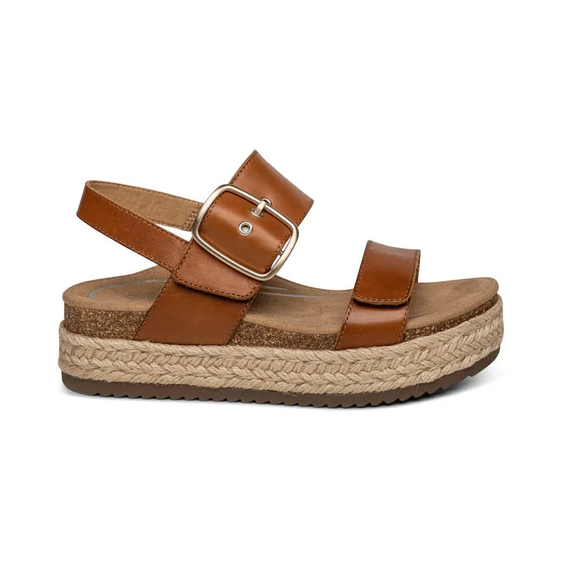 Aetrex Vania Platform Cognac Women's Sandal