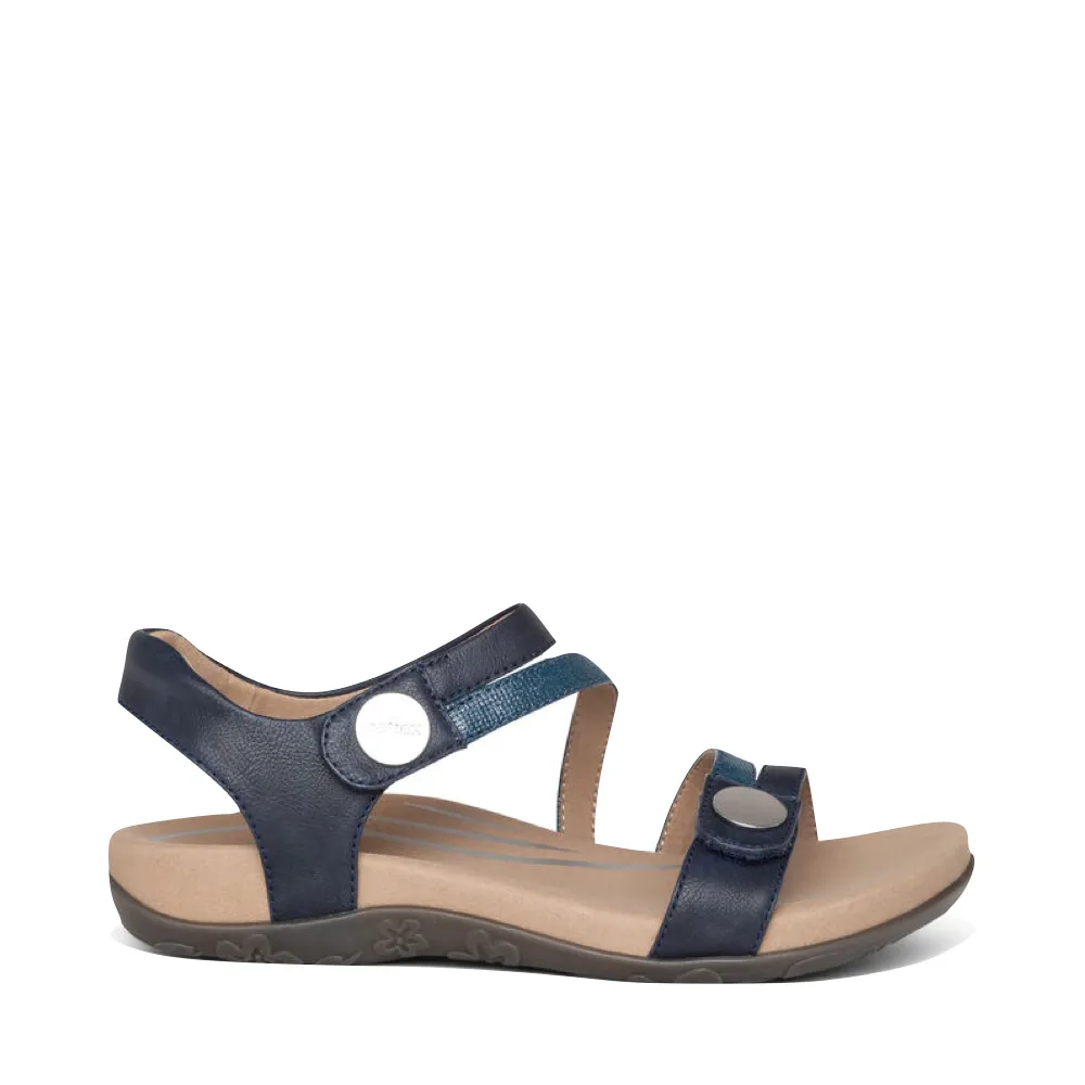 Aetrex Women's Jess Adjustable Strap Sandal (Navy)