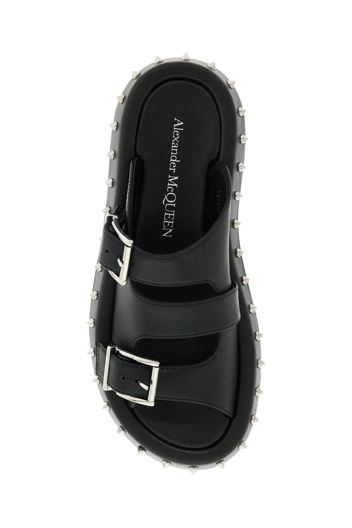 ALEXANDER MCQUEEN leather punk slides for ed