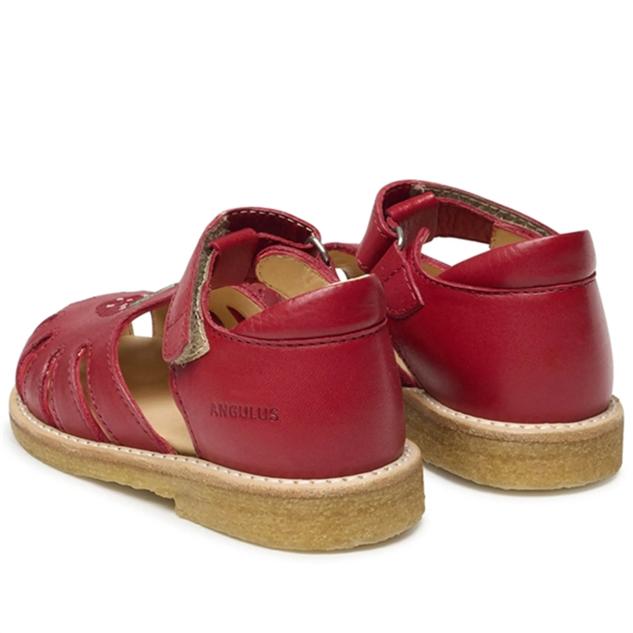 Angulus Sandal w. Strawberry and Velcro Red