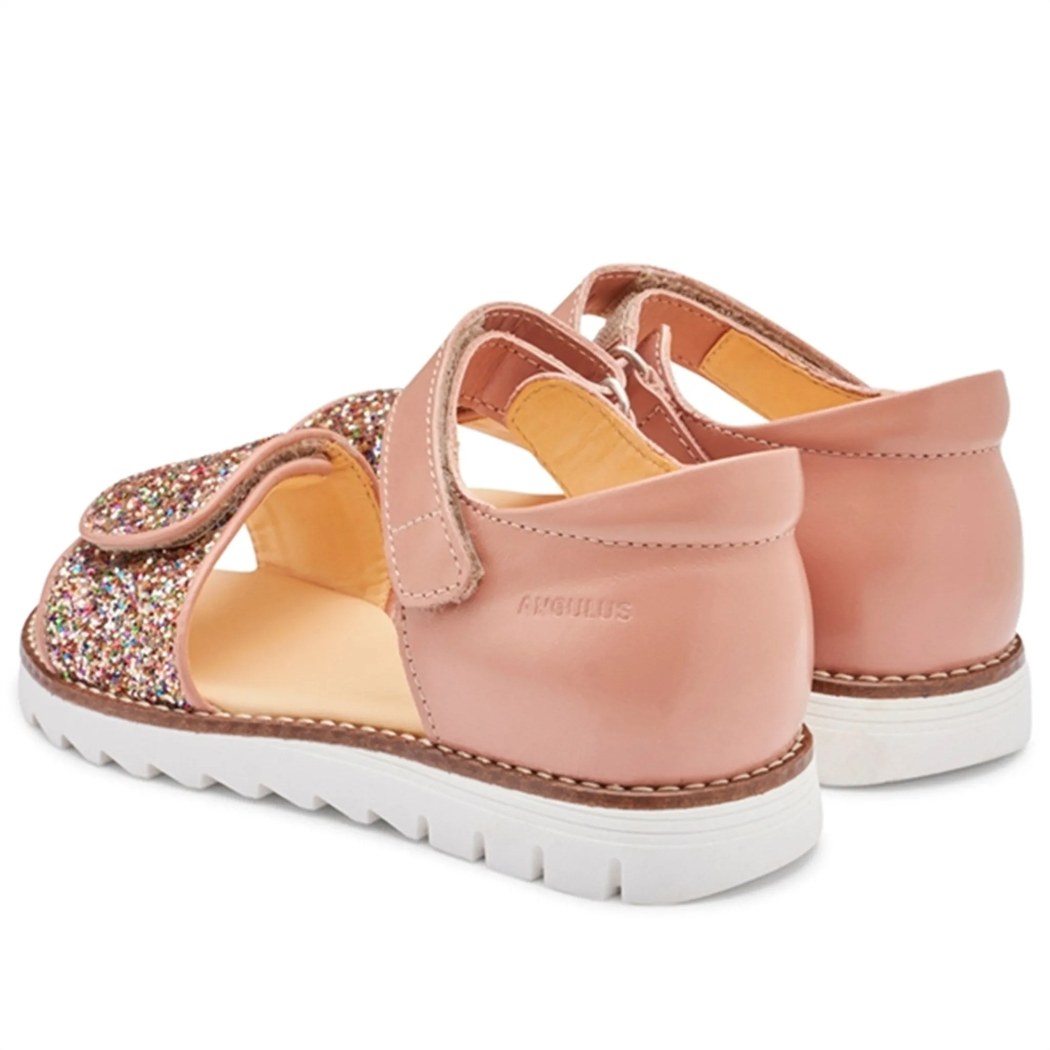 Angulus Sandal W. Velcro Dark Peach/Multi Glitter