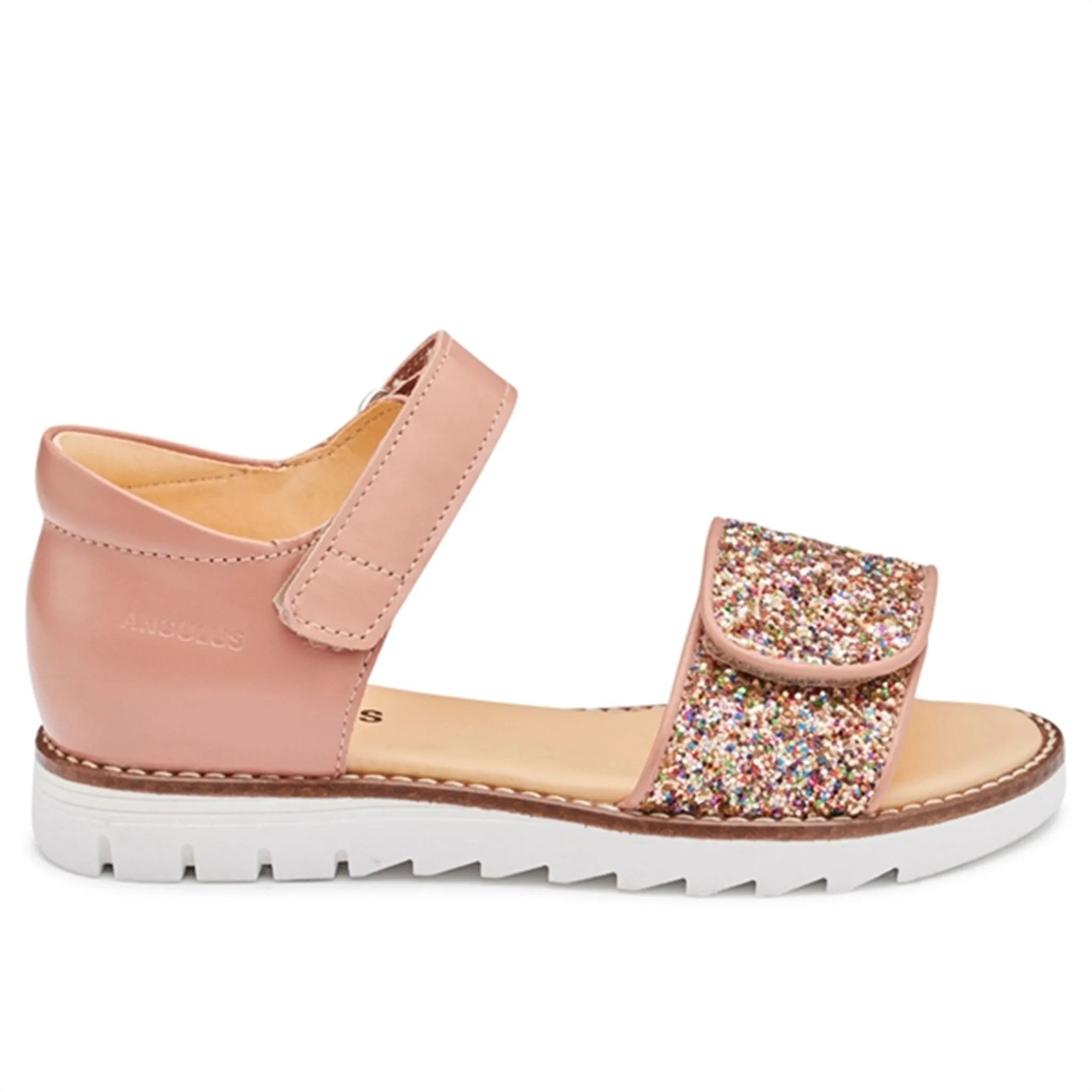 Angulus Sandal W. Velcro Dark Peach/Multi Glitter