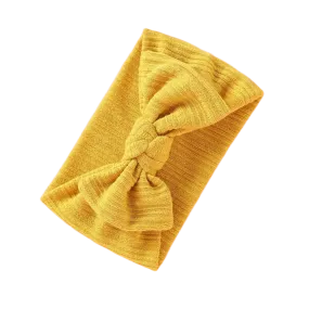 Baby Light Knit Single Soft Bow Knot Headband — Mustard