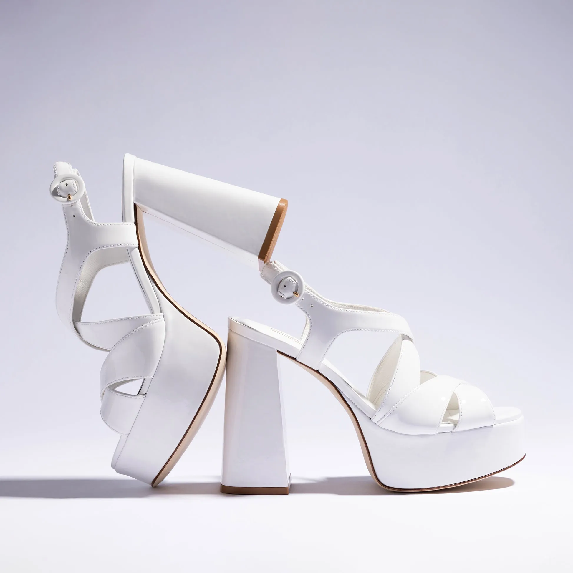 Bee Sandal In White Patent Leather