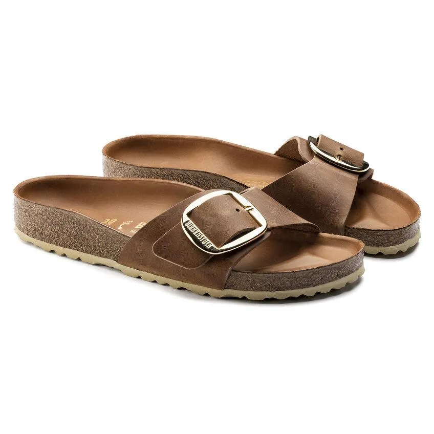 Birkenstock Women's Madrid Big Buckle Oiled Leather Cognac