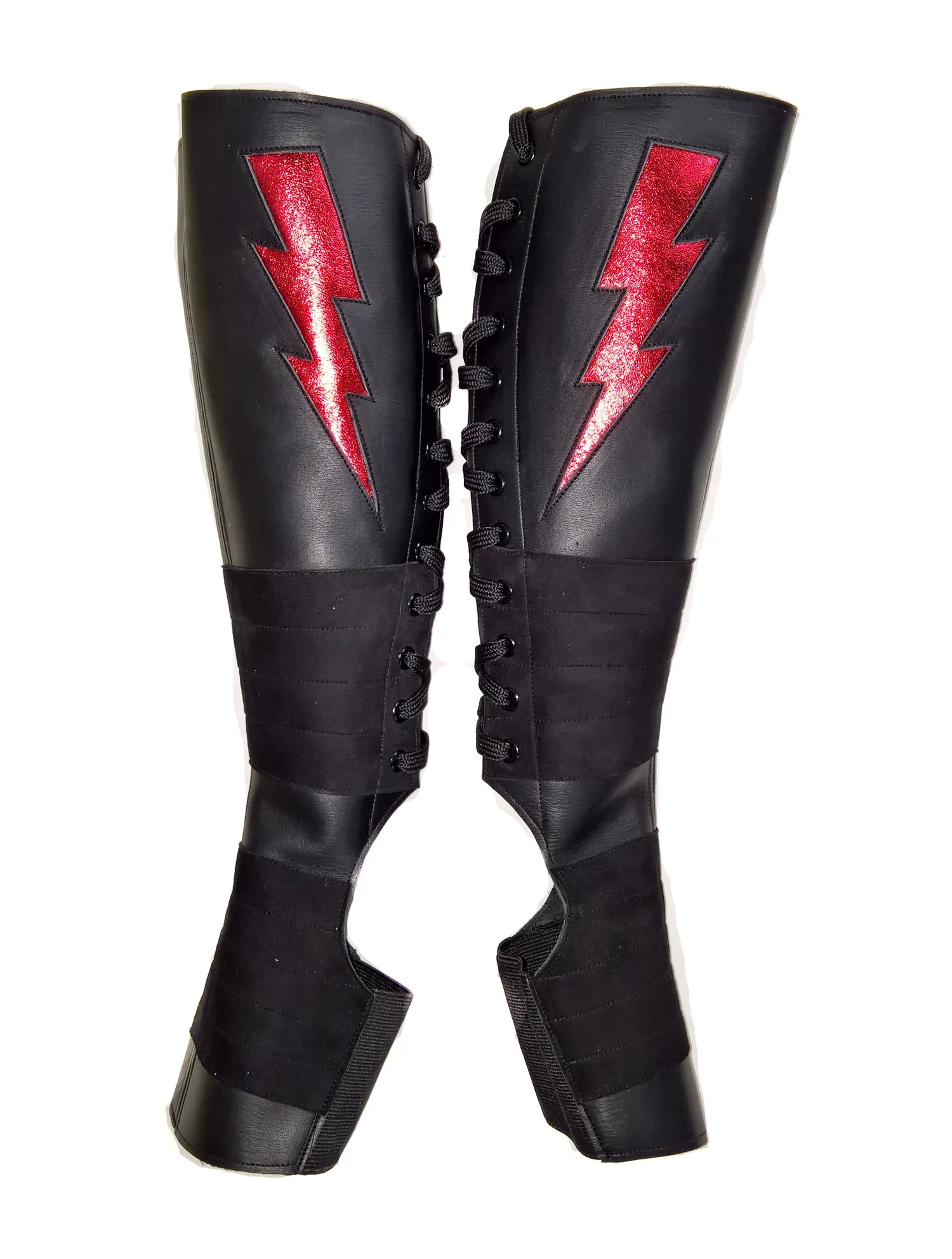 Black Aerial boots w/ Red metallic ZIGGY Bolt   Suede Grip