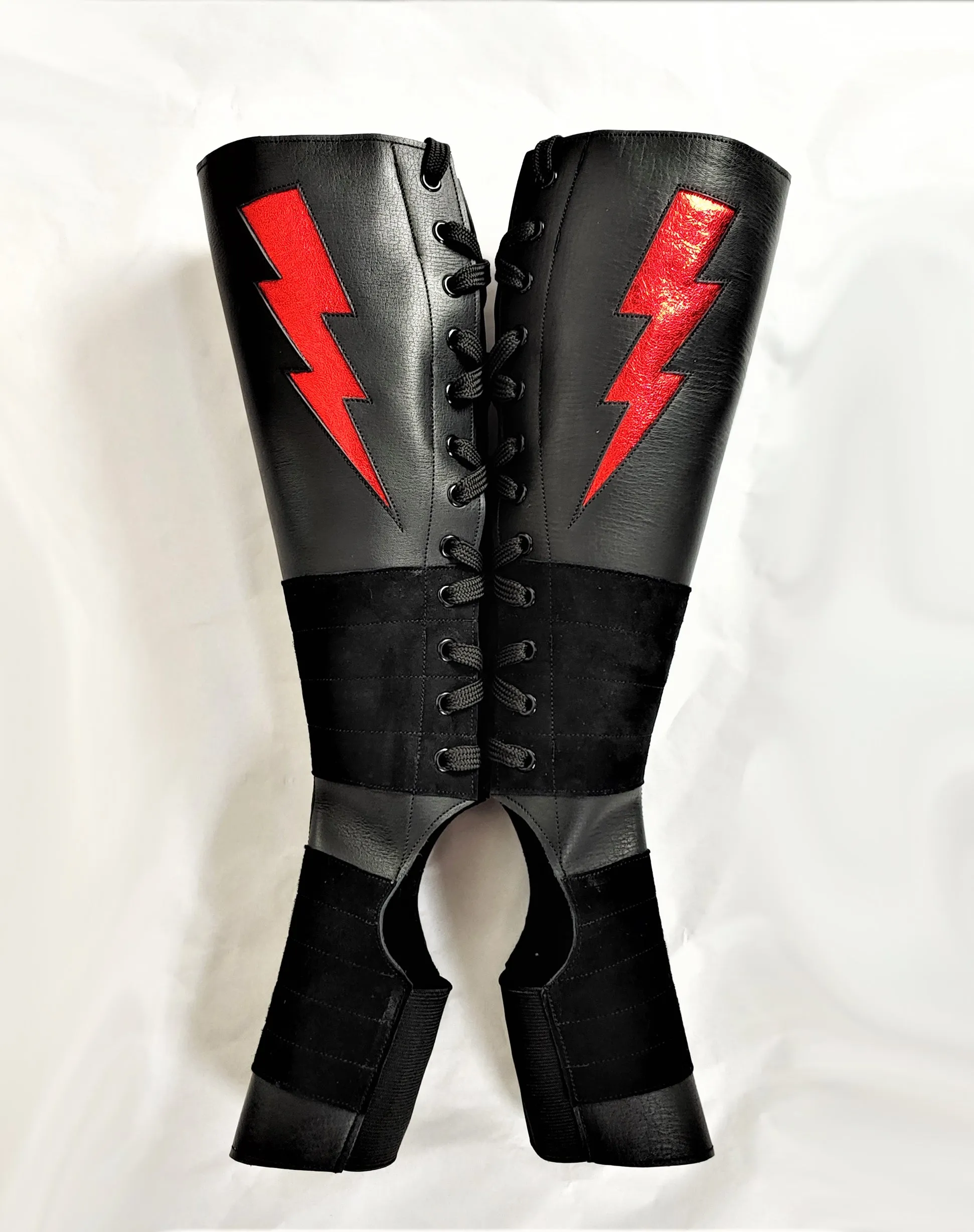 Black Aerial boots w/ Red metallic ZIGGY Bolt   Suede Grip