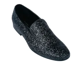 Black Sparkle Slip On Men's  Shoes