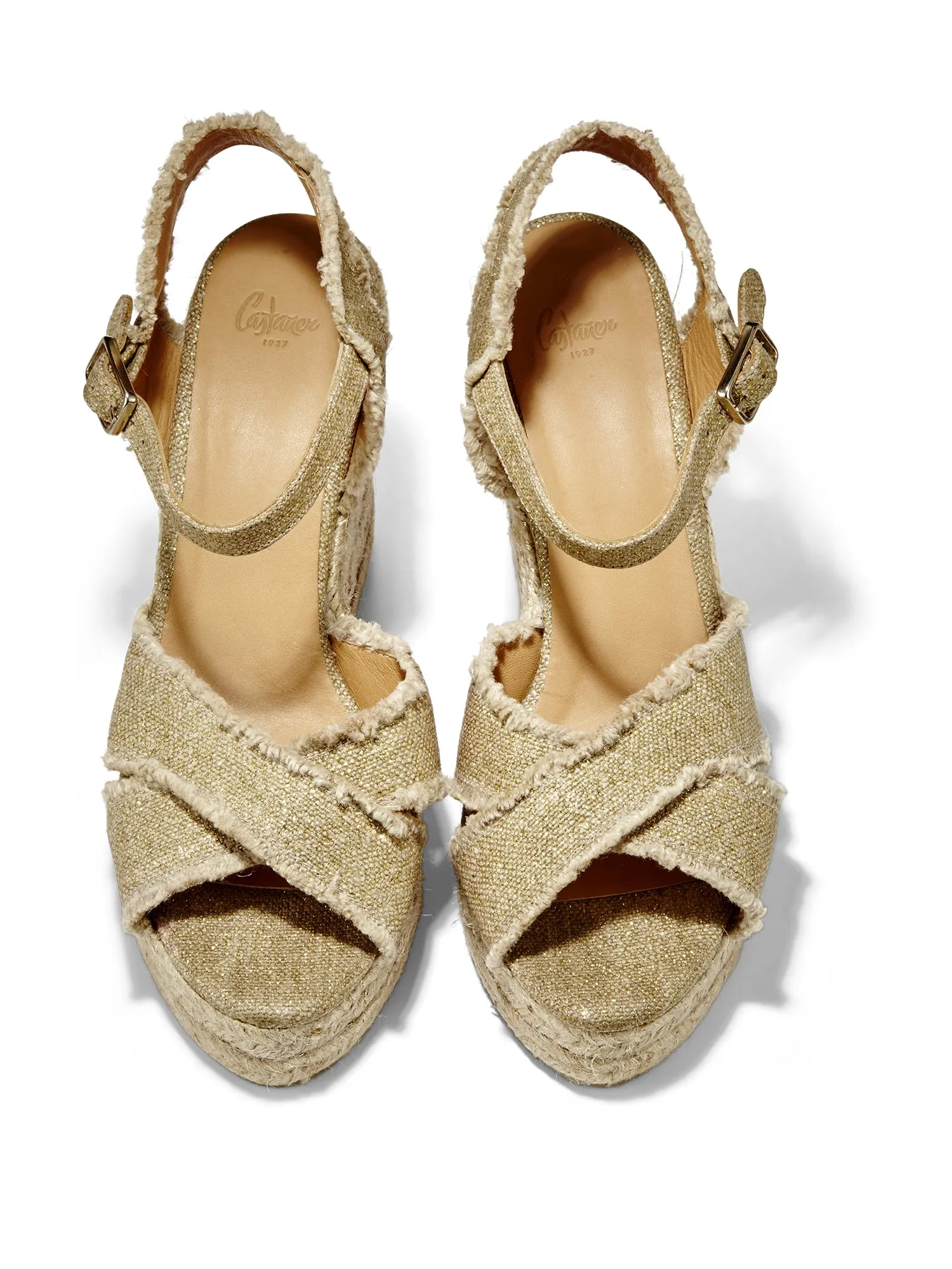 Bromelia Lurex Canvas Wedge Espadrille Sandal