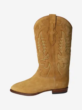 Brown suede cowboy boots - size EU 38