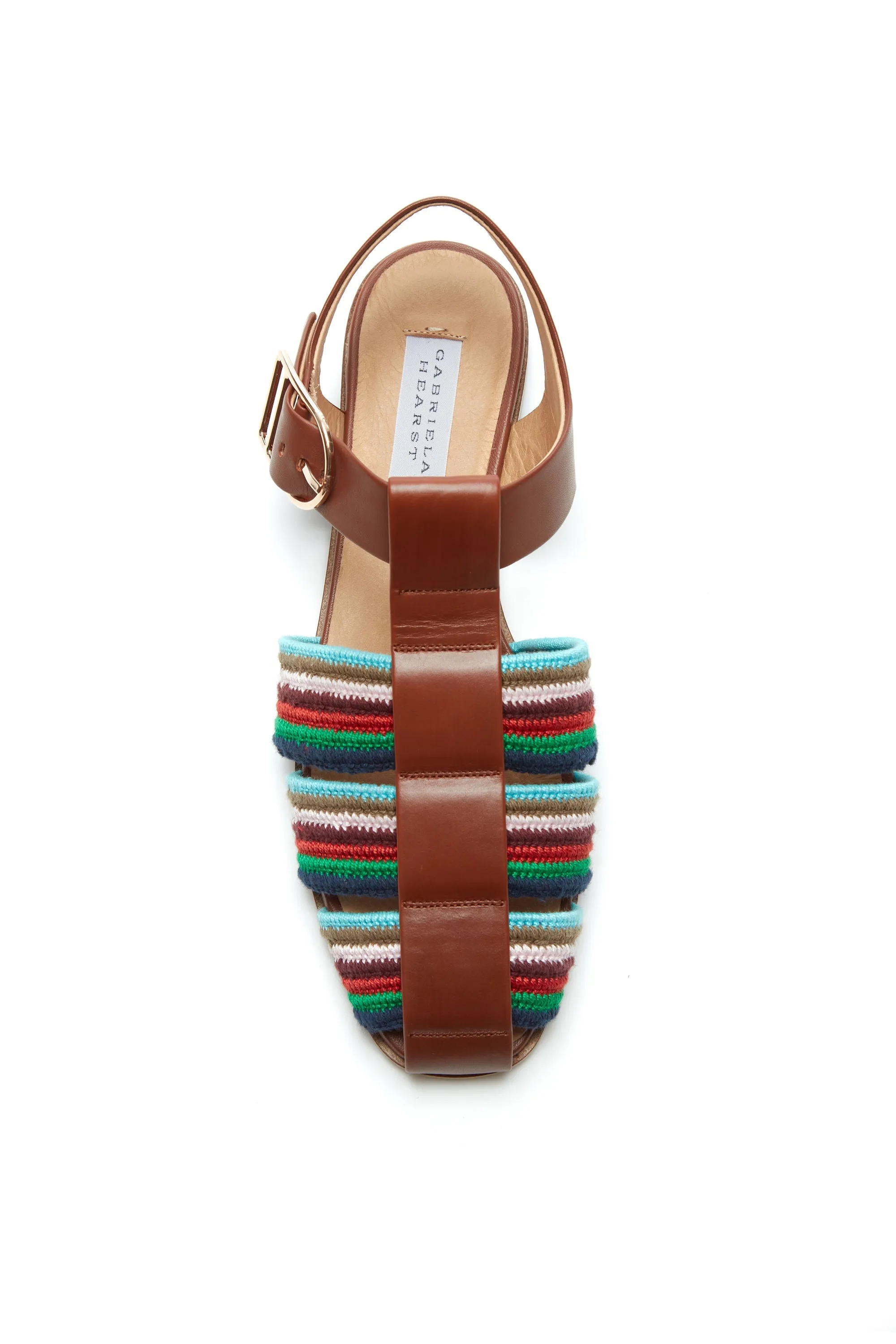 Calla Sandal in Cognac Multi Leather Crochet