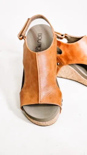 Carley Smooth Wedge Sandals | Cognac