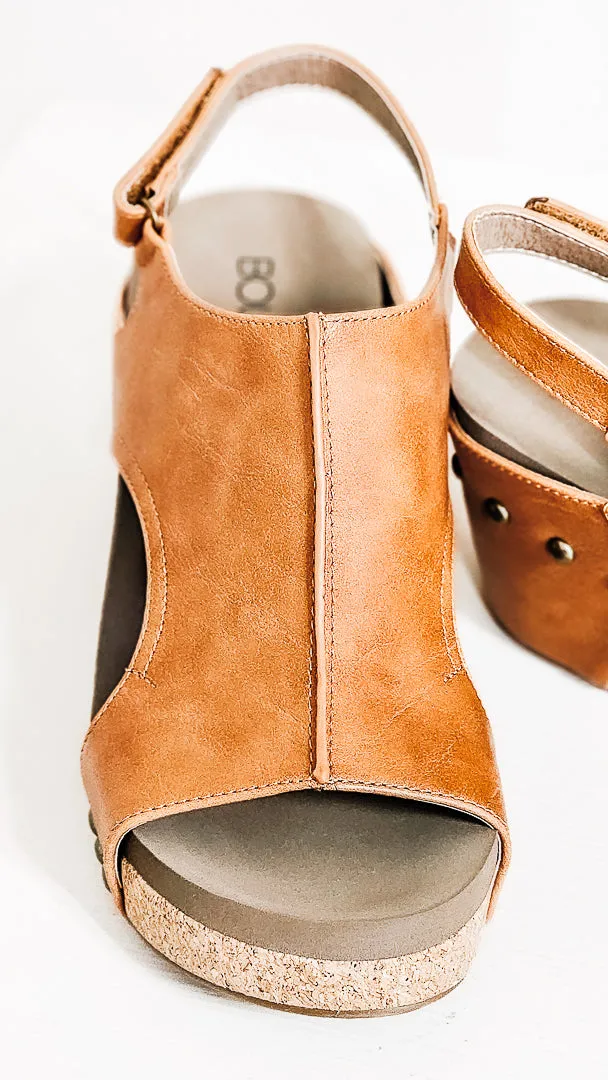 Carley Smooth Wedge Sandals | Cognac