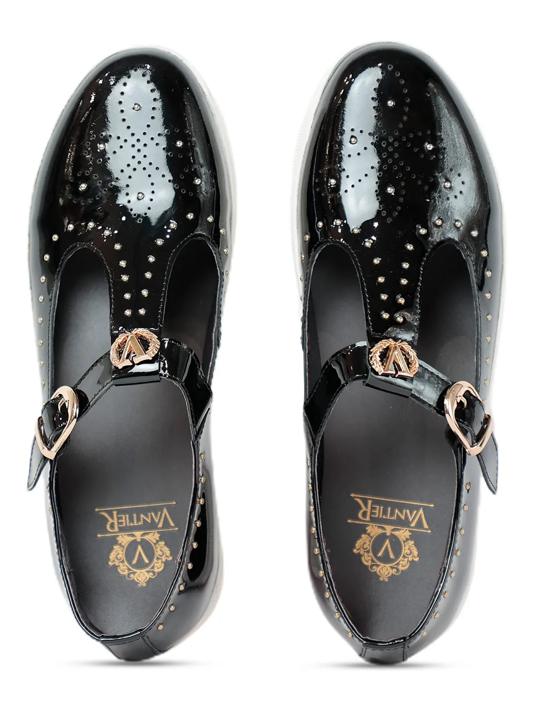 Carlos Patent Studded Sandal Black