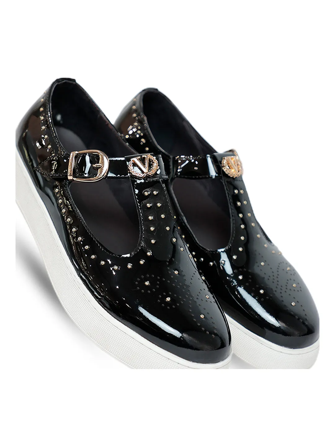 Carlos Patent Studded Sandal Black