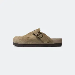 Clog Sandal - Taupe Suede Leather