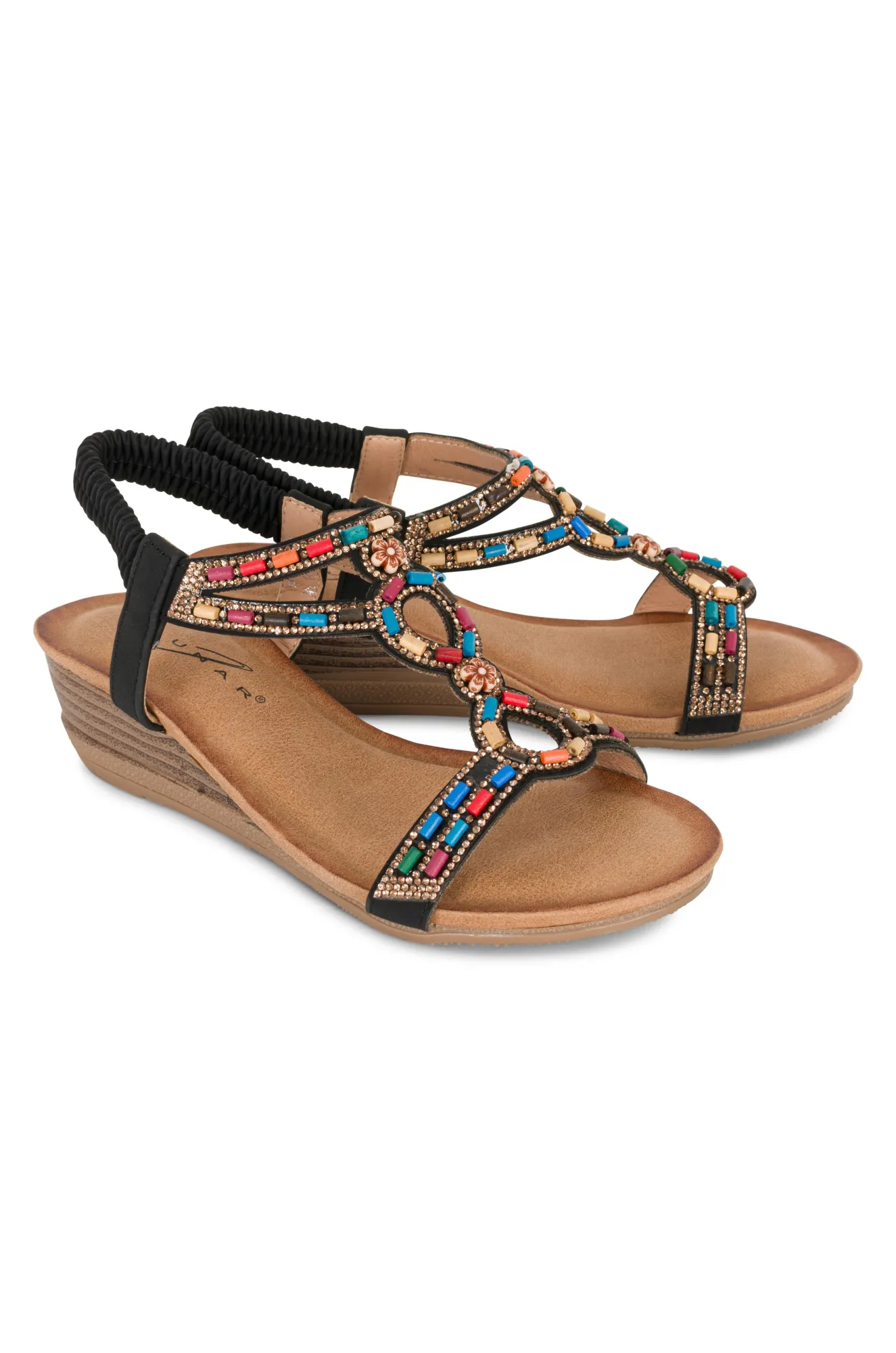 Colourful beaded Sandal | BLACK | EPSOM AB