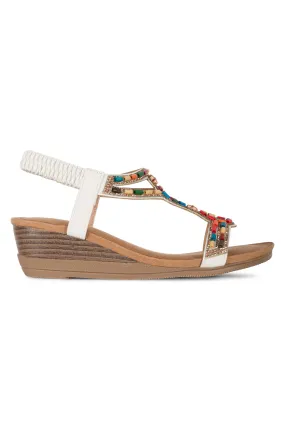 Colourful beaded Sandal | WHITE | EPSOM AB