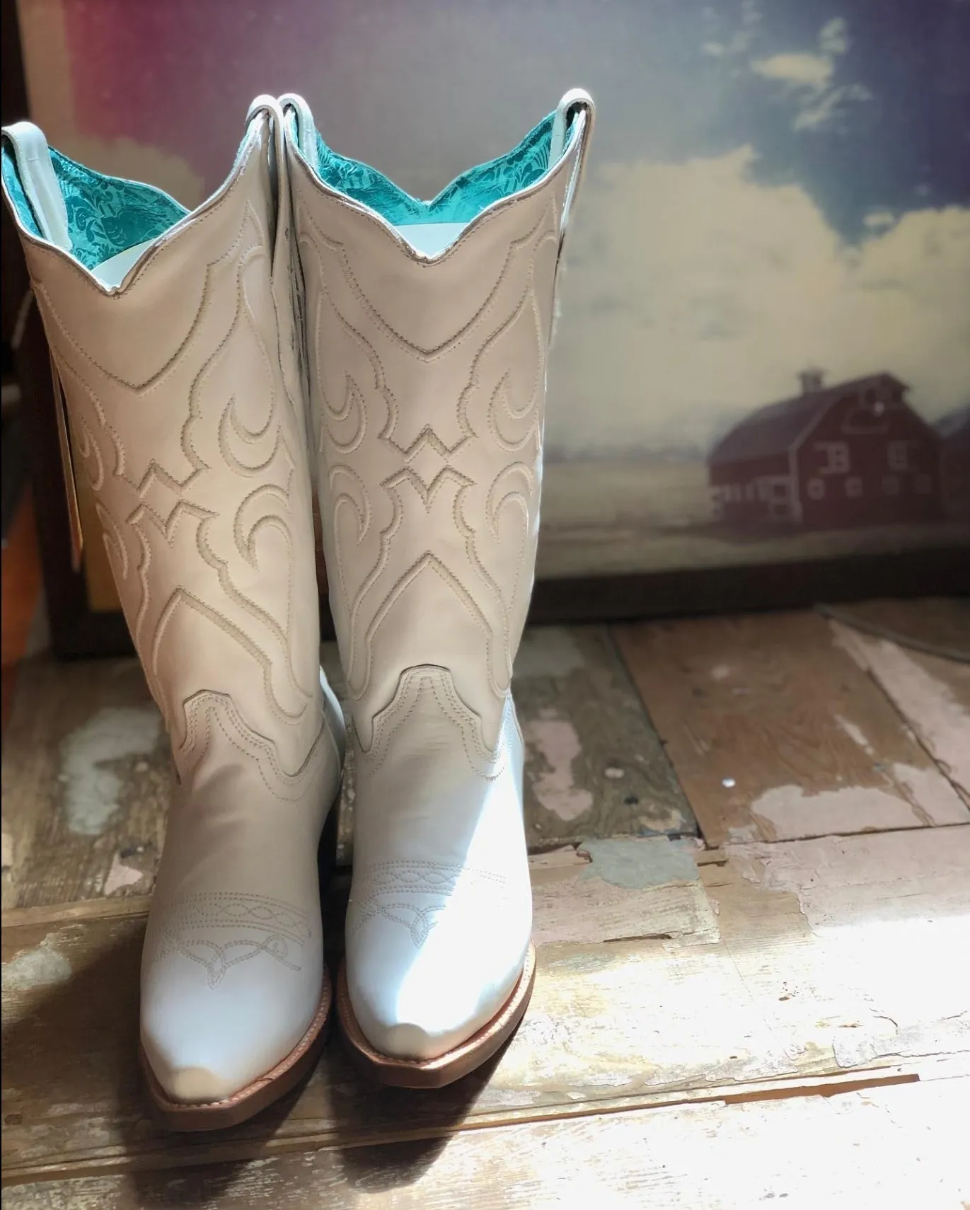 Corral White Embroidered Tall Boots