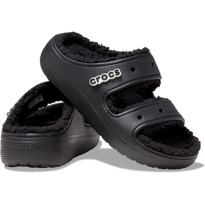 Crocs Classic Cozzzy Sandal Mens Womens Black - Fluffy