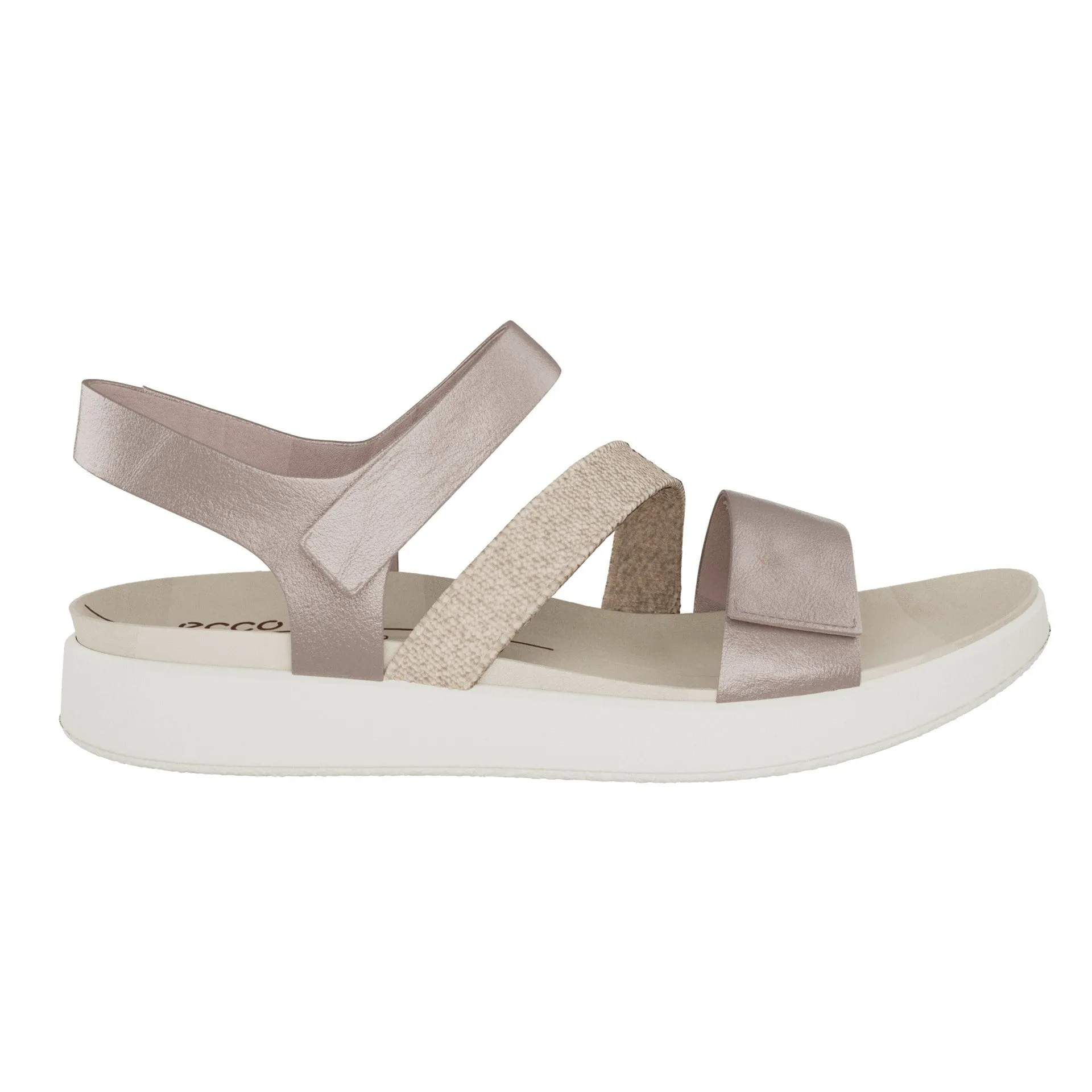 Ecco Flowt 2 Band Sandal Grey Rose Metallic Women's