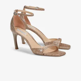 Ella Sandal - Embossed Croc :: Rosy Taupe