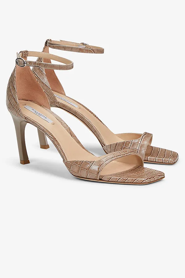 Ella Sandal - Embossed Croc :: Rosy Taupe