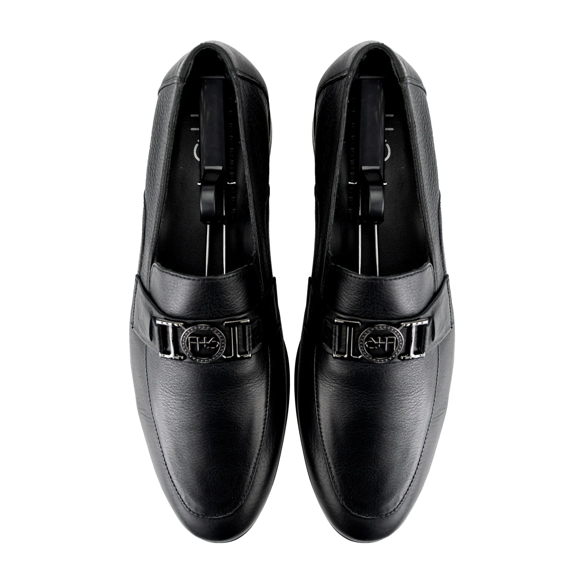 FHS Brass Buckled Loafers-Black