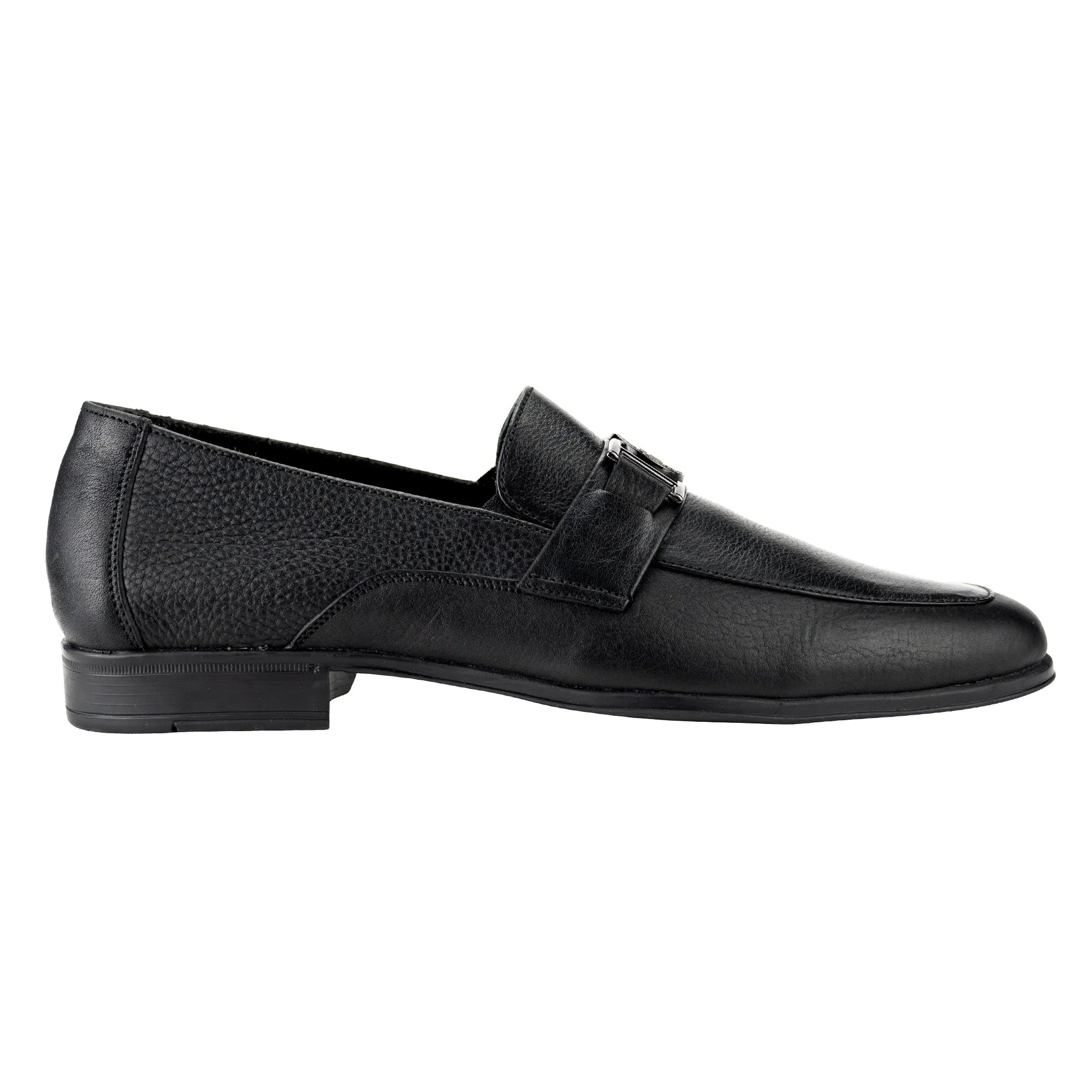 FHS Gun Metal Buckled Loafers-Black