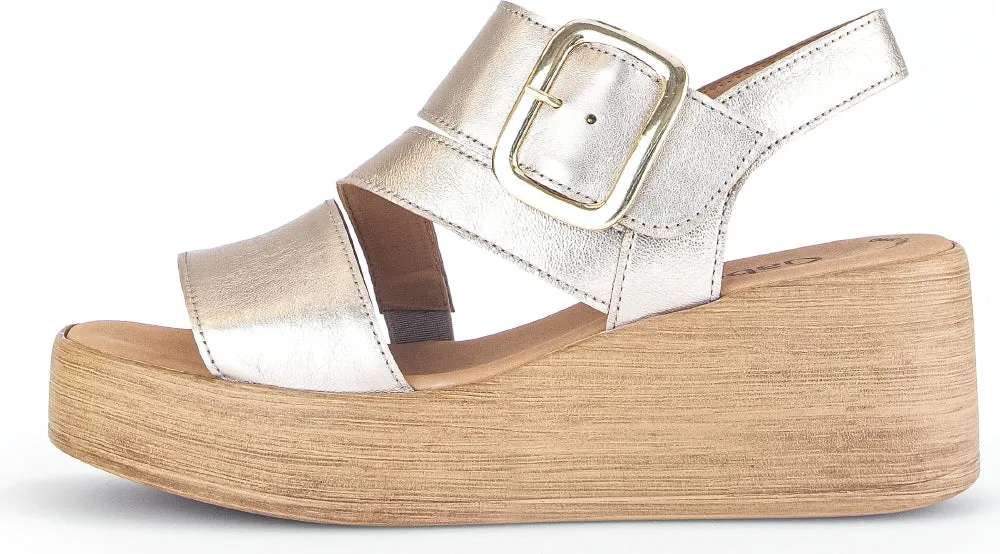 GABOR  Gold Leather Wedge Sandal 53362