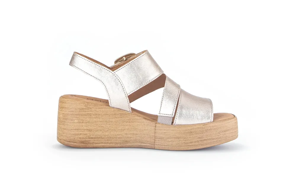 GABOR  Gold Leather Wedge Sandal 53362