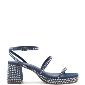 Gio Crystal Sandal In Blue Denim