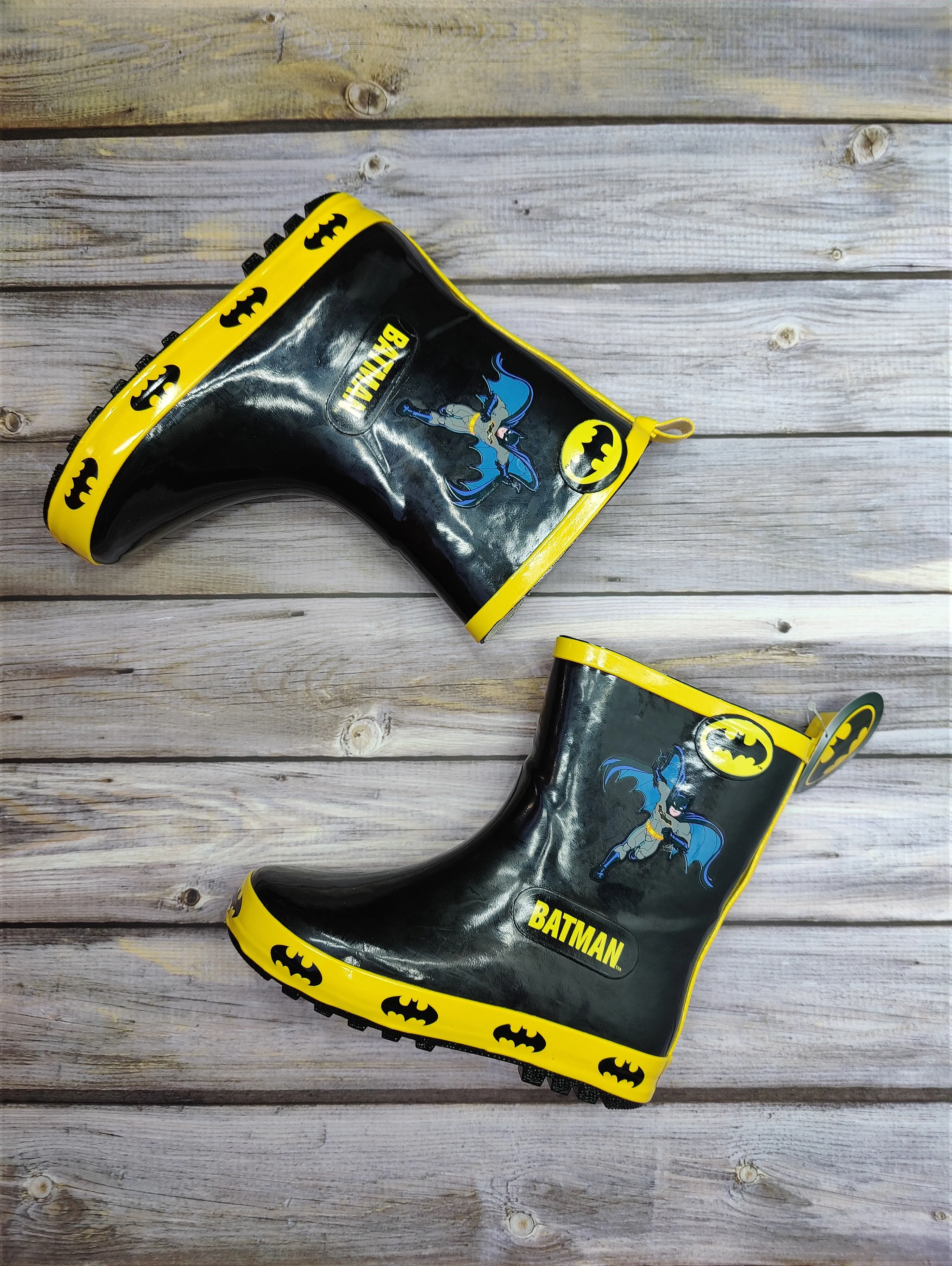 Kids Wellington Welly Boots Batman Black Girls/Boys 7-12