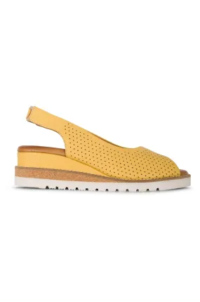 Leather peep toe Sandal | MUSTARD | CANTERBURY YY