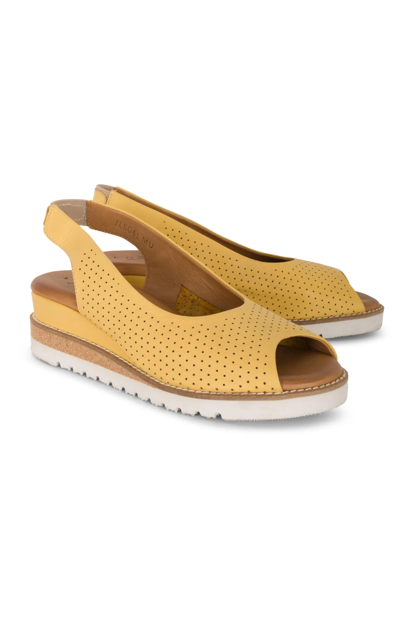 Leather peep toe Sandal | MUSTARD | CANTERBURY YY