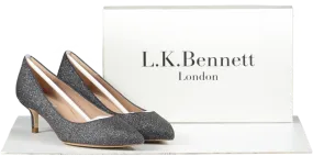 LK Bennett Grey Glitter Kitten Heel Court Shoes BNIB UK 4 EU 37 👠