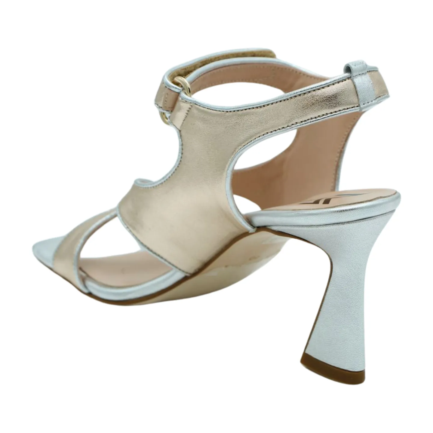 MARIAN Gold / Silver Leather Sandal with Block Heel 52902