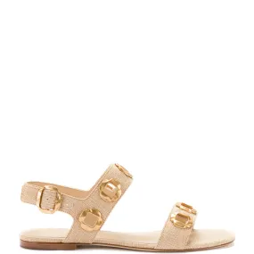 Milan Flat Sandal In Beige Raffia