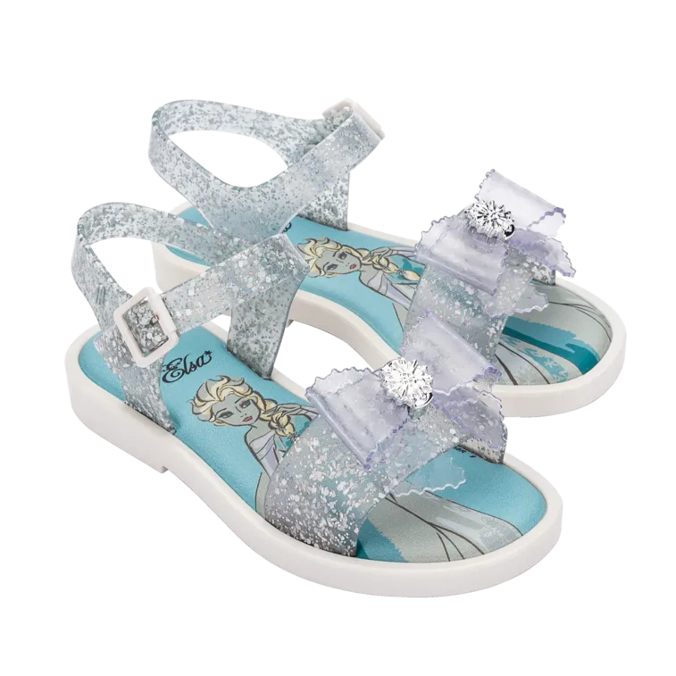 Mini Melissa Mar Sandal   Disney Kids - Glitter Clear / White