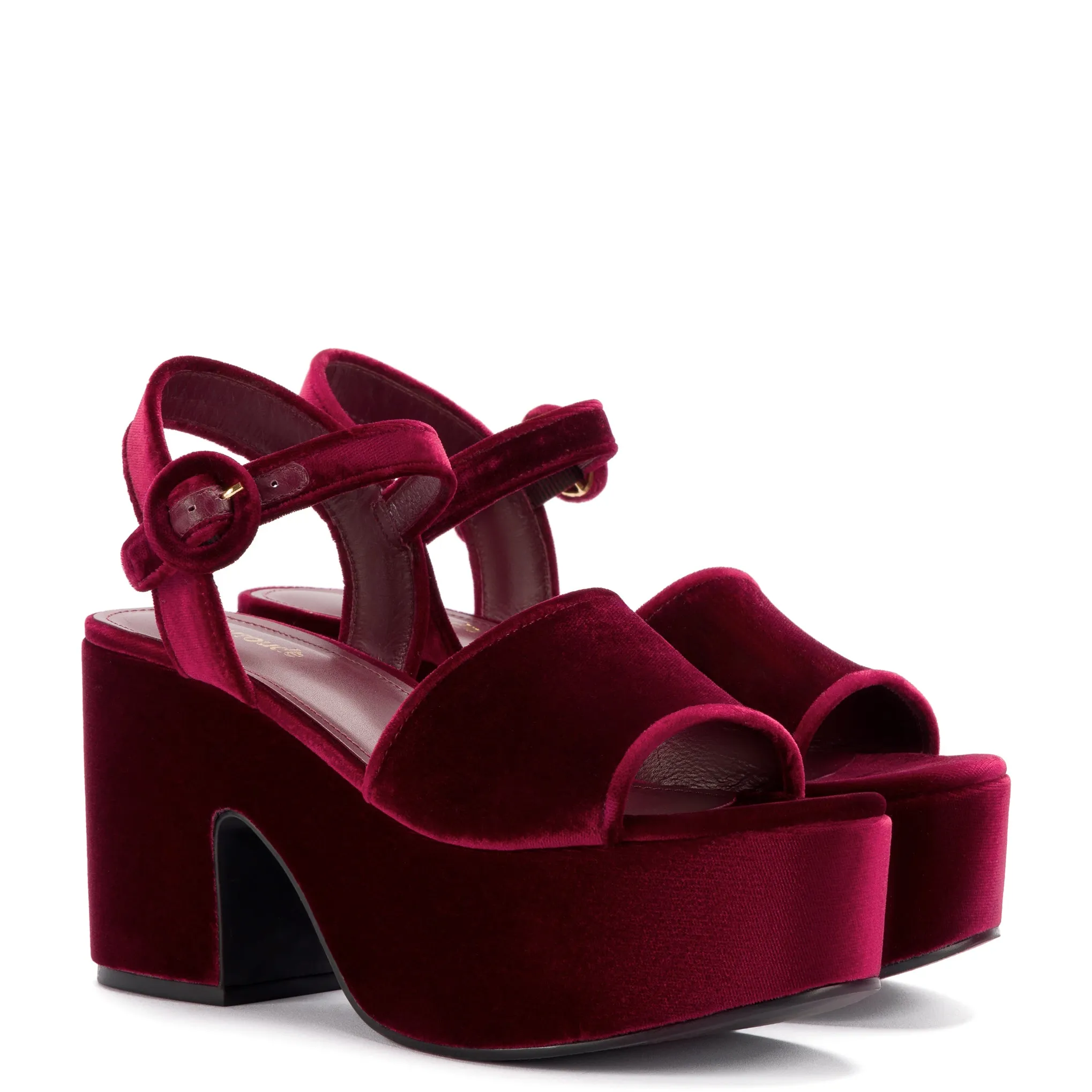 Miso Platform Strap Sandal In Wine Velvet