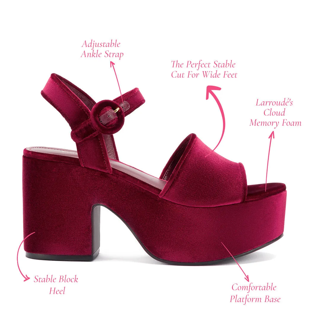 Miso Platform Strap Sandal In Wine Velvet