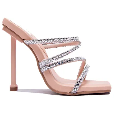 Qupid Gleaming Clear Crystal Strappy Sandal Pump