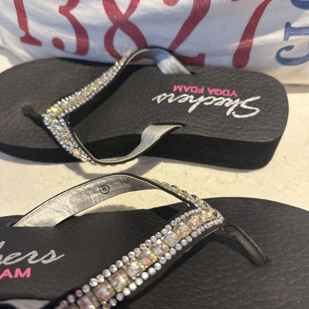 Skechers Yoga Foam Bling Flip Flop Black Size 8