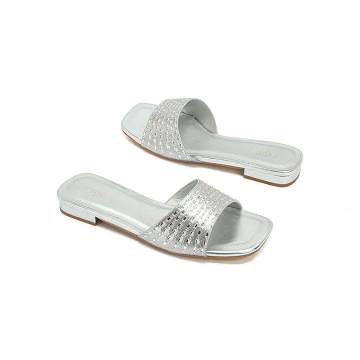 Square Diamante Slip-On Sandal HL 171