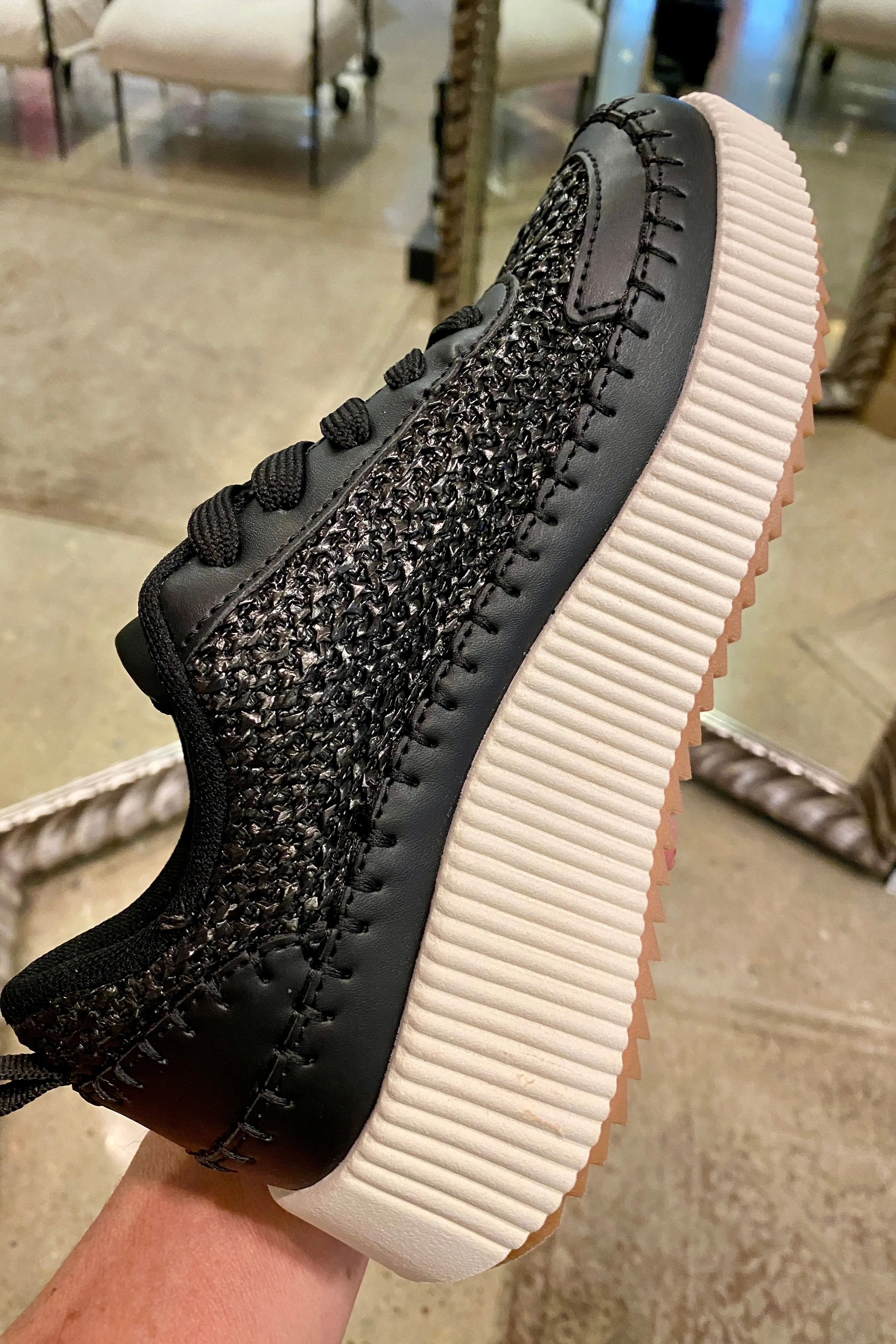 Woven Platform Sneakers- Black